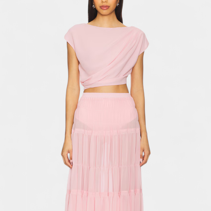 Nalia | Chiffon Maxi Skirt with Elastic Waist and Layers
