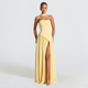 Deborah | Elegant Strapless Dress with High Slit for Women